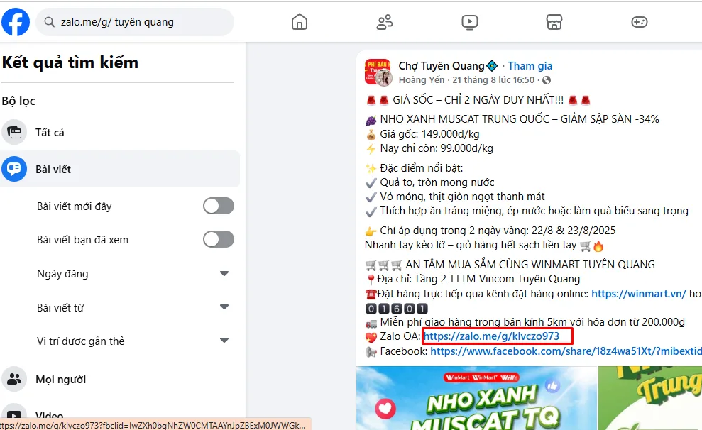 Cách tìm kiếm nhóm Zalo Tuyên Quang