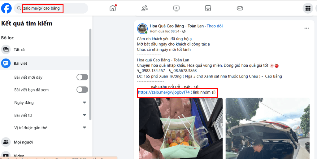 Mẹo tìm kiếm nhóm Zalo Cao Bằng