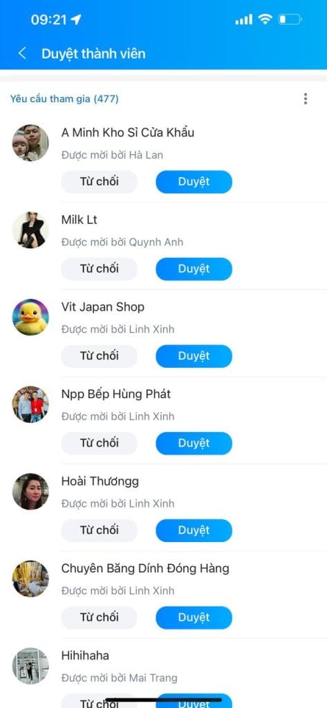 Sao chép thành viên nhóm Zalo đối thủ