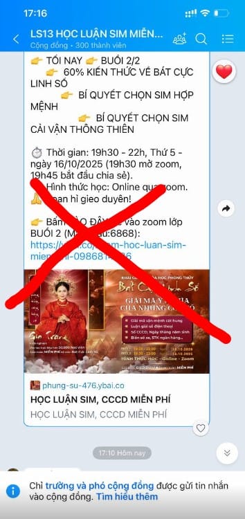 Hạn chế chia sẻ link vào nhóm