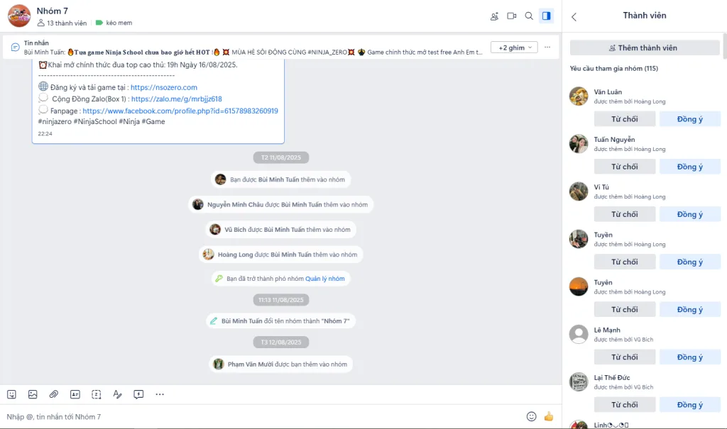 Kéo thành viên vào nhóm Zalo